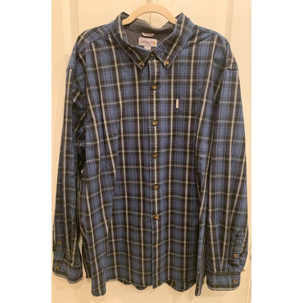 Carhartt‎ Shirt Mens Blue Check Long Sleeve Relaxed Fit Sz 3XL